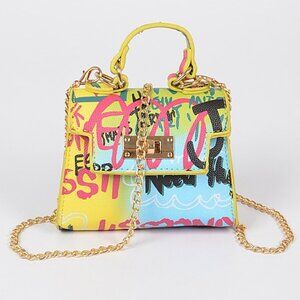 Multi Graffiti Mini Handle Bag
